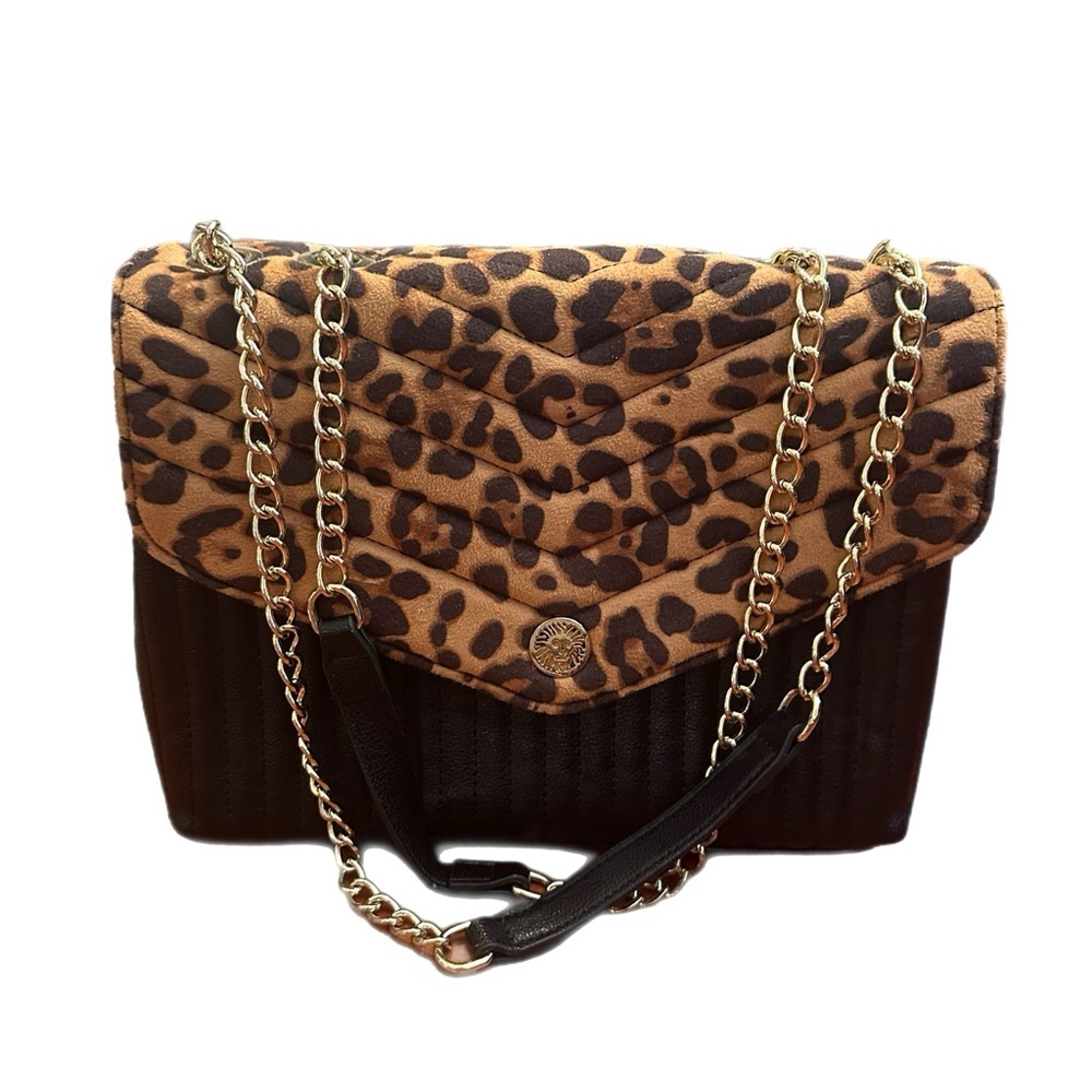 Anne Klein Leopard Print Chain Shoulder Bag
